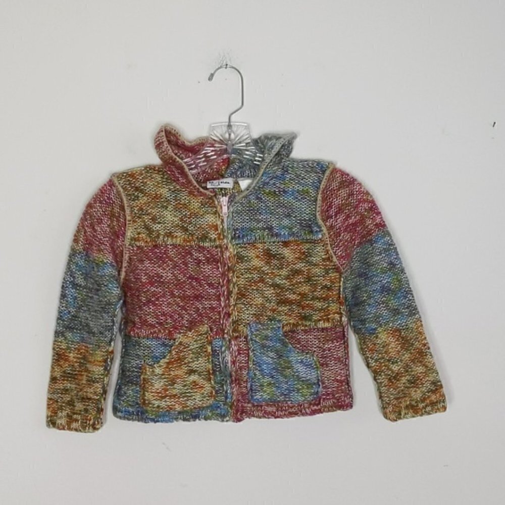 Rainbow Colorblock Knit Zipper Hoodie Sweater